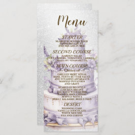 Party Cake Lavendel Floral Elegant Bruiloft Menu