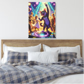 Party Cat DJ Leidt de Ultieme Dansvloer Bash Canvas Afdruk (Insitu (Slaapkamer))