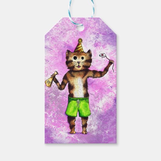 Party Cat Gift Labels Cadeaulabel (Voorkant)