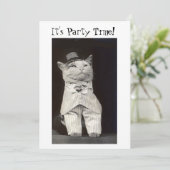 Party Cat Invitation Kaart (Staand voorkant)