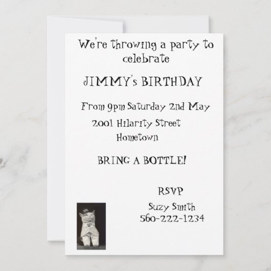 Party Cat Invitation Kaart (Achterkant)