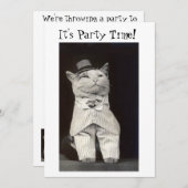 Party Cat Invitation Kaart (Voorkant / Achterkant)