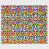 Party Cat - Rainbow Face - Levendige mozaïekstijl Cadeaupapier (Vlak)