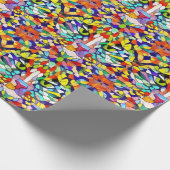 Party Cat - Rainbow Face - Levendige mozaïekstijl Cadeaupapier (Hoek)