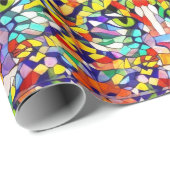 Party Cat - Rainbow Face - Levendige mozaïekstijl Cadeaupapier (Rol Hoek)