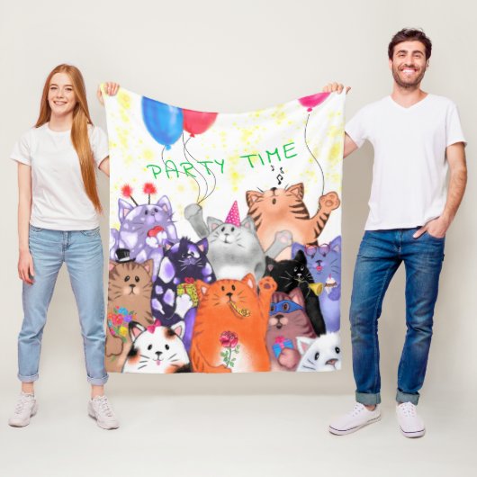 Party Cats Fleece Deken - Aangepaste tekst (In situ)