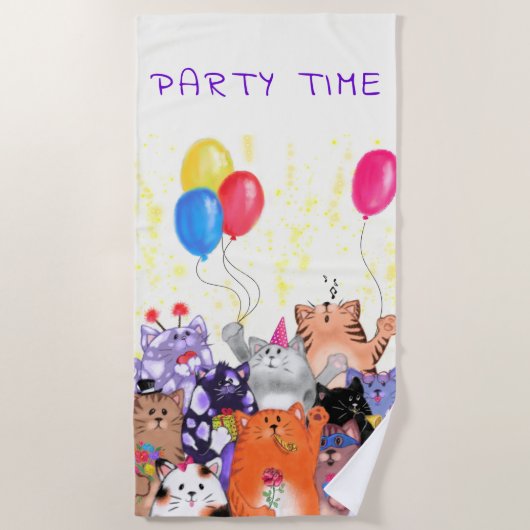 Party Cats Strandlaken - Aangepaste tekst (Voorkant)