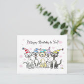 Party Cats Verjaardag Kaart – Hand getrokken kunst (Staand voorkant)