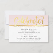 PARTY CELEBRATION CARD lichtroze namaakgoud Kaart (Voorkant)