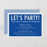 PARTY CELEBRATION CARD modern block royal blue Kaart<br><div class="desc">door kat massard >> www.simplysweetPAPERIE.com <<<< Een eenvoudig ontwerp voor uw PARTIJKAARTEN - om uw belangrijkste uitnodigingen aan te passen. Ik hou van het ontwerp, maar ik zou graag wat veranderingen zien - een ander kleurenschema, product, een foto toevoegen of aangepast voor een andere gelegenheid - zonder zorgen contact met...</div>