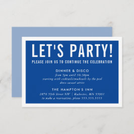 PARTY CELEBRATION CARD modern block royal blue Kaart