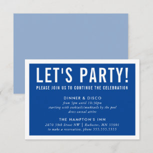 PARTY CELEBRATION CARD modern block royal blue Kaart