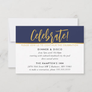 PARTY CELEBRATION CARD modern marvy blue gold Kaart