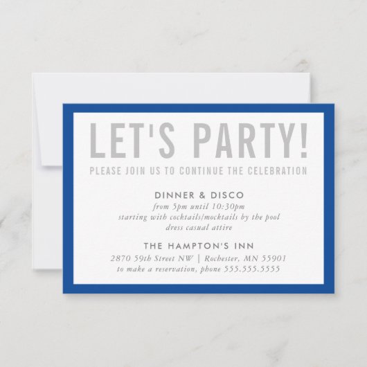 PARTY CELEBRATION INFO modern bold boy blue grijs Kaart (Voorkant)
