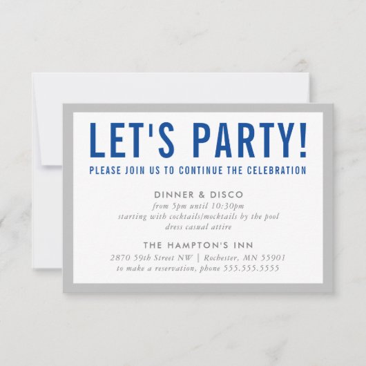 PARTY CELEBRATION INFO modern bold boy Greblue Kaart (Voorkant)