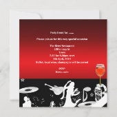 Party Celebration Red Wine Glass Retro Music Kaart (Achterkant)
