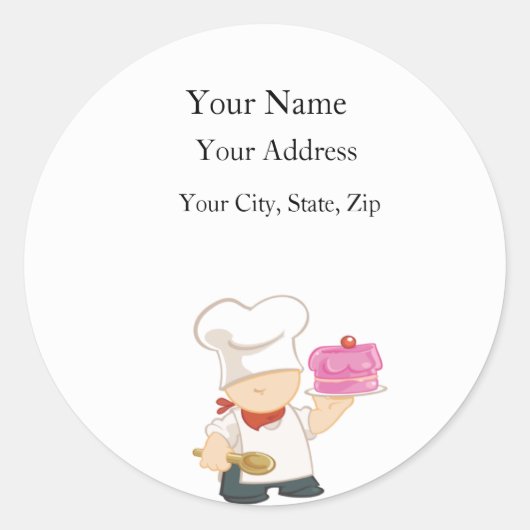 Party Chef - Adreslabel Ronde Sticker (Voorkant)