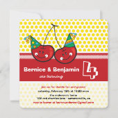 Party Cherries Kinder Twins Joint Birthday Foto Kaart (Voorkant)