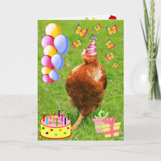Party Chicken Funny Birthday Kaart (Voorkant)