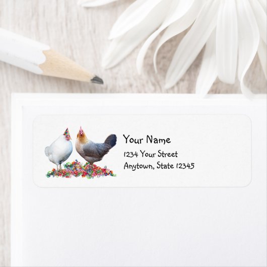 Party Chickens Return Address Labels (Insitu)