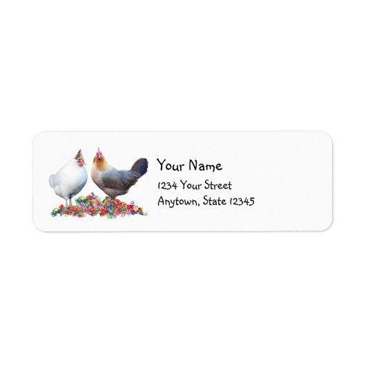 Party Chickens Return Address Labels (Voorkant)