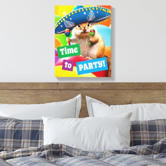 party chipmunk in sombrero canvas afdruk (Insitu (Slaapkamer))