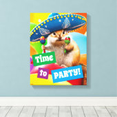 party chipmunk in sombrero canvas afdruk (Insitu (Houten vloer))