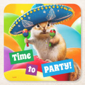 party chipmunk in sombrero kartonnen onderzetters (Voorkant)