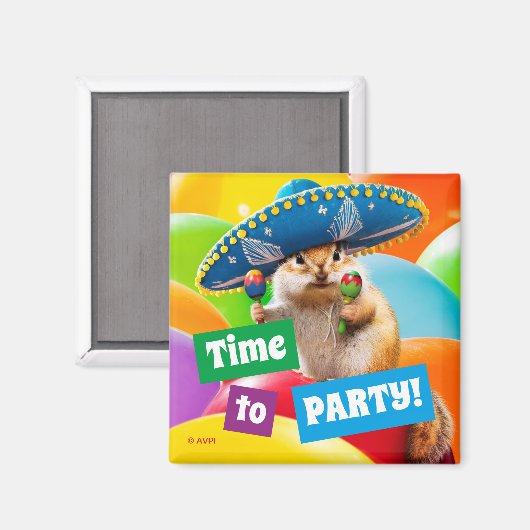 party chipmunk in sombrero magneet (Voorkant / Achterkant)