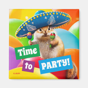 party chipmunk in sombrero magneet