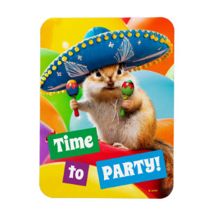 party chipmunk in sombrero magneet