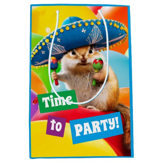 party chipmunk in sombrero medium cadeauzakje (Voorkant)