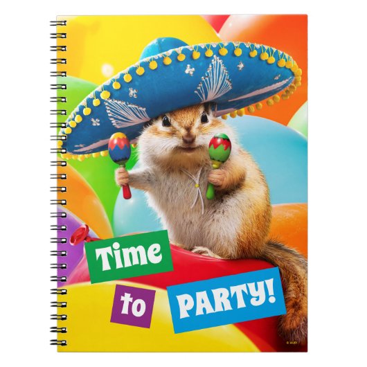 party chipmunk in sombrero notitieboek (Voorkant)