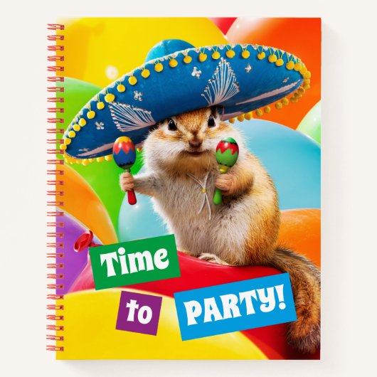 party chipmunk in sombrero notitieboek (Voorkant)
