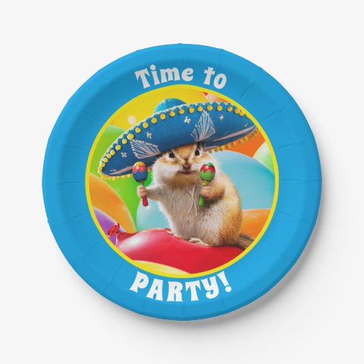 party chipmunk in sombrero papieren bordje (Voorkant)