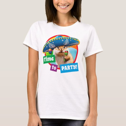 party chipmunk in sombrero t-shirt (Voorkant)