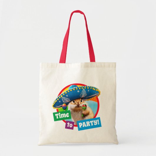party chipmunk in sombrero tote bag (Voorkant)