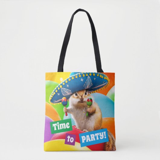 party chipmunk in sombrero tote bag (Voorkant)