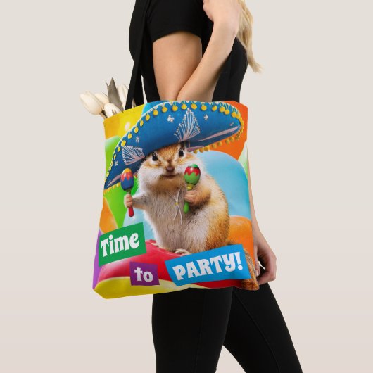 party chipmunk in sombrero tote bag (Dichtbij)