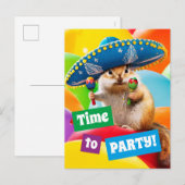 party chipmunk in sombrero uitnodiging briefkaart (Voorkant / Achterkant)