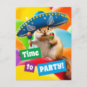 party chipmunk in sombrero uitnodiging briefkaart (Voorkant)