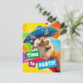 party chipmunk in sombrero uitnodiging briefkaart (Staand voorkant)