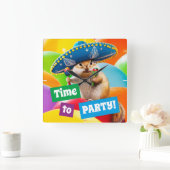 party chipmunk in sombrero vierkante klok (Huis)