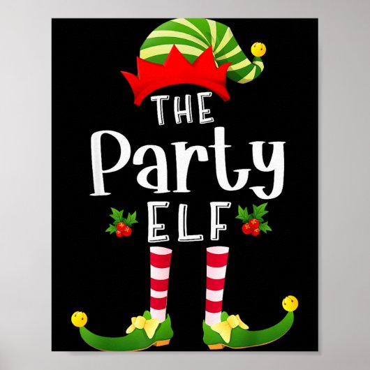 Party Christmas Elf Matching Pajama X-mas Party Poster (Voorkant)