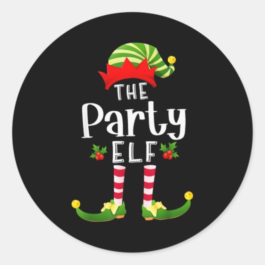 Party Christmas Elf Matching Pajama X-mas Party  Ronde Sticker (Voorkant)