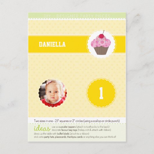 PARTY CIRCLES:: cupcake 4 Uitnodiging Briefkaart (Voorkant)