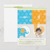 PARTY CIRCLES:: olifant + ballonnen 1 Uitnodiging Briefkaart (Voorkant / Achterkant)