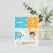 PARTY CIRCLES:: olifant + ballonnen 1 Uitnodiging Briefkaart (Staand voorkant)