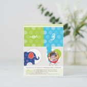 PARTY CIRCLES:: olifant + ballonnen 3 Uitnodiging Briefkaart (Staand voorkant)