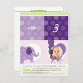 PARTY CIRCLES:: olifant + ballonnen 6 Uitnodiging Briefkaart (Voorkant / Achterkant)